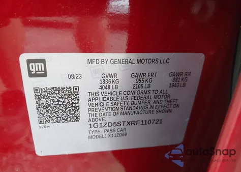 2024 Chevrolet Malibu Fwd 1Lt z USA, uszkodzony, nr VIN 1G1ZD5STXRF110721